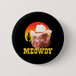 Miau! Lustige Country-Musik-Katze Cowboyhut Vintag Button