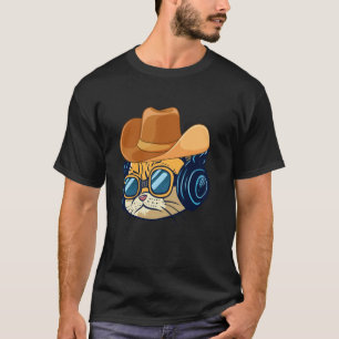 Miau! Lustige Country-Musik-Katze Cowboyhut Vintag T-Shirt