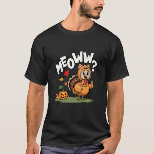 Miau lustige Katze Truthahn im Kostüm Herbst T-Shirt