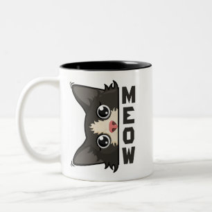 Miau Lustige Smoking-Katze beobachtet Pun Zweifarbige Tasse