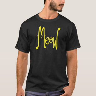 Miau Minimal Gelb Moderne Schrift Katze Dad Typo  T-Shirt