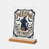 Miau oder Behandle Halloween-Katze Gruselige Katze Acrylschild (Winkel)