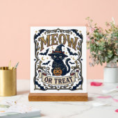 Miau oder Behandle Halloween-Katze Gruselige Katze Acrylschild (Hochzeit)