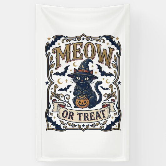Miau oder Behandle Halloween-Katze Gruselige Katze Banner (Vertikal)