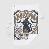Miau oder Behandle Halloween-Katze Gruselige Katze Golfhandtuch (Insitu)