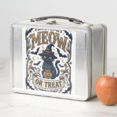 Miau oder Behandle Halloween-Katze Gruselige Katze Metall Brotdose (Beispiel)