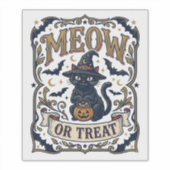 Miau oder Behandle Katze Halloween Gruselige Katze Aufkleber (Vorderseite)