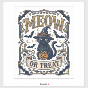 Miau oder Behandle Katze Halloween Gruselige Katze Aufkleber