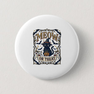 Miau oder Behandle Katze Halloween Gruselige Katze Button