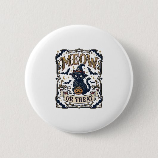 Miau oder Behandle Katze Halloween Gruselige Katze Button (Vorderseite)