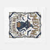 Miau oder Behandle Katze Halloween Gruselige Katze Fleecedecke (Vorderseite (Horizontal))