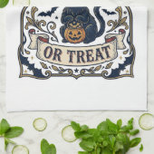 Miau oder Behandle Katze Halloween Gruselige Katze Geschirrtuch (Gefaltet)