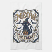 Miau oder Behandle Katze Halloween Gruselige Katze Geschirrtuch (Vertikal)