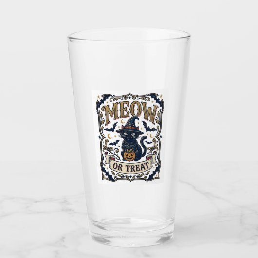 Miau oder Behandle Katze Halloween Gruselige Katze Glas (Vorderseite)
