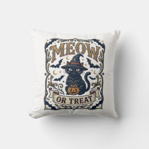 Miau oder Behandle Katze Halloween Gruselige Katze Kissen