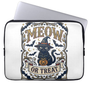 Miau oder Behandle Katze Halloween Gruselige Katze Laptopschutzhülle