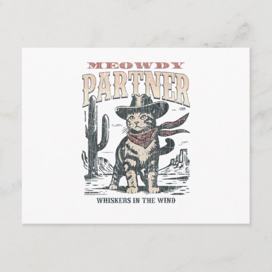 Miau Partner Cowboy Katze Begleitkarte (Vorderseite)