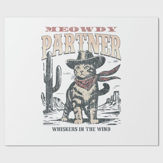 Miau Partner Cowboy Katze Geschenkpapier (Flach)