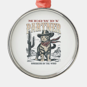 Miau Partner Cowboy Katze Ornament Aus Metall