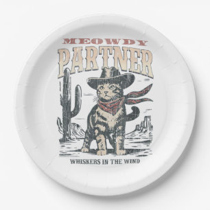 Miau Partner Cowboy Katze  Pappteller