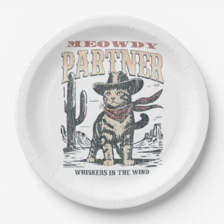Miau Partner Cowboy Katze  Pappteller