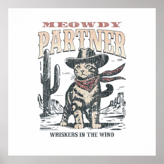 Miau Partner Cowboy Katze  Poster (Vorne)