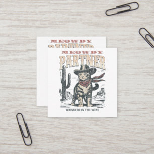 Miau Partner Cowboy Katze  Quadratische Visitenkarte