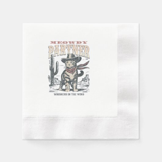 Miau Partner Cowboy Katze Serviette (Vorderseite)