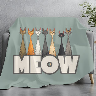 Miau schauende Katzen Salbeigrün lustige Katzen-Gr Fleecedecke