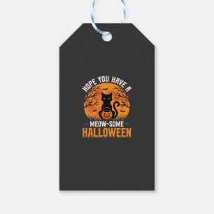 Miau-tastisches Halloween-Schwarze Katze Geschenkanhänger
