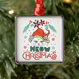Miau Weihnachten, Frohe Weihnachten Ornament Aus Metall