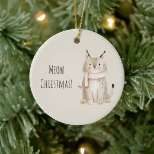 Miau Weihnachten Katze Gold Glocken Keramik Ornament
