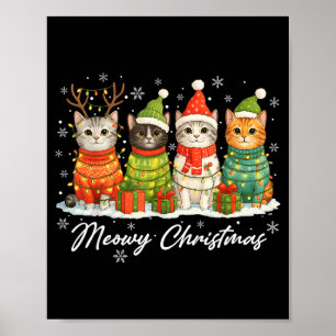 Miau Weihnachten Katzen Feiertagslichter Gemütlich Poster