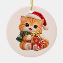 Miau-Weihnachten Süße Katzen-Keramik-Ornament