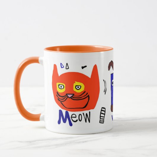 Miau Wuff Orange Tasse (Links)
