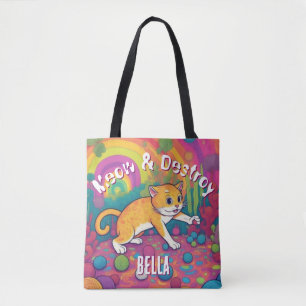 Miau & Zerstöre Personalisierte Lustige Katze  Tasche
