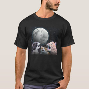 Miauen von Katzen beim Mond Katze Weltraum Katze T-Shirt