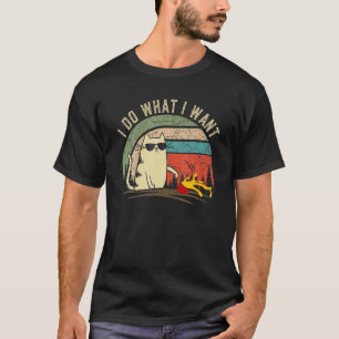 Miauende Katze Roter Becher Vintage Ich mache was  T-Shirt