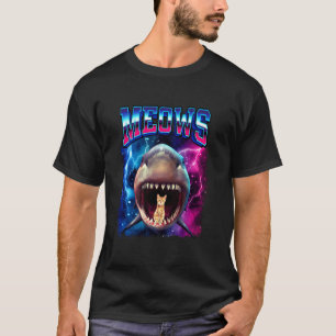 Miauende Katzenhai-Maul 80er Bootleg Haie Lustige T-Shirt