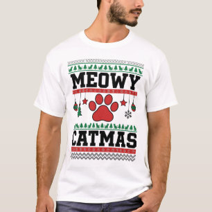 Miauiges Katzen-Weihnachten hässliches Weihnachten T-Shirt