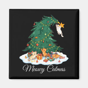 Miauiges Katzenweihnachten Weihnachtsbaum Lustiger Magnet
