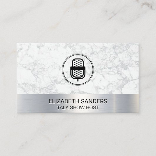 Mic | Blogger | Podcast Host | Marmormetall Visitenkarte (Vorderseite)
