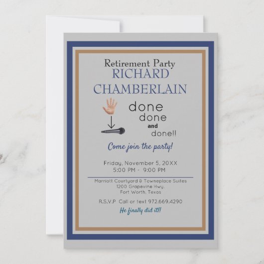 Mic Drop Blue Green Retirement Party Einladung (Vorderseite)