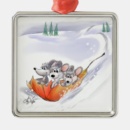 Mic, Mac And Moe's Winter Holiday Square Ornament