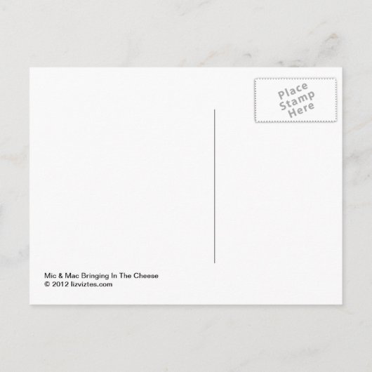 Mic & Mac bringen Käse in die Käse-Postkarte Postkarte (Rückseite)