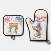 Mic, Mac & Moe's Happy 4. Juli Feier Ofenhandschuh & Topflappen-Set (Vorderseite)