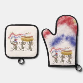 Mic, Mac & Moe's Happy 4. Juli Ofenhandschuh & Topflappen-Set