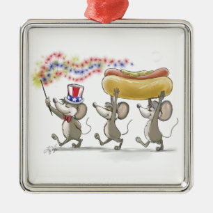 Mic, Mac & Moe's Happy 4. Premium Square Ornament Aus Metall