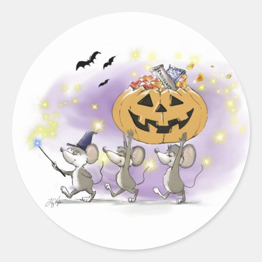 Mic, Mac & Moe's Happy Halloween Runder Aufkleber (Vorderseite)