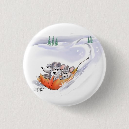Mic, Mac & Moe's Winter Holiday Landscape Button (Vorderseite)